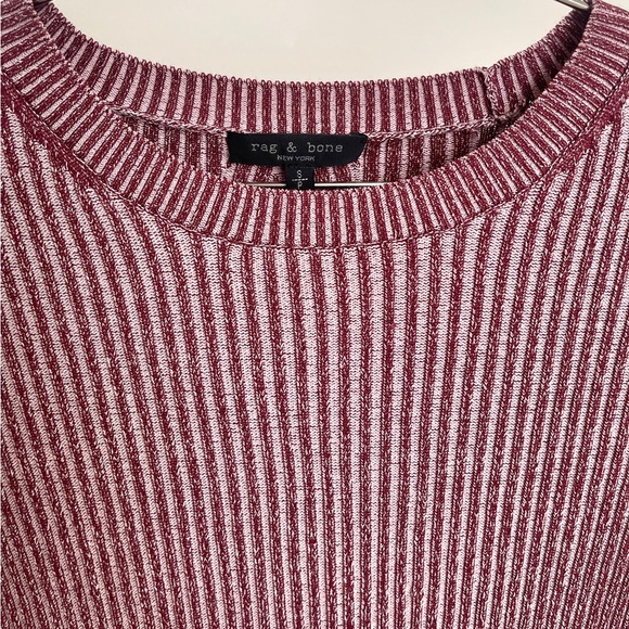 Rag & bone Ribbed Knit Top T Shirt Raspberry Pink - Picture 7 of 11